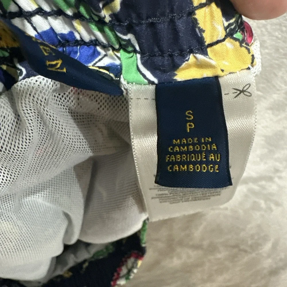POLO‎ RALPH LAUREN Swim Trunks Shorts Men's S Blue Bear Umbrella Elastic & Lined